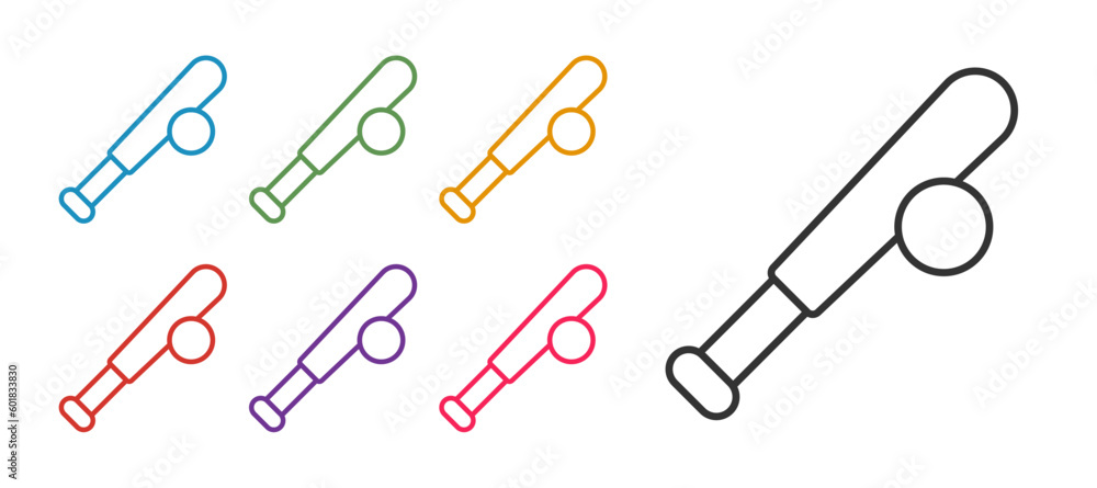 Set line Baseball bat with ball icon isolated on white background. Set icons colorful. Vector Set line Baseball bat with ball icon isolated on white background. Set icons colorful. Vector
