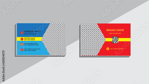 Creative business card,template,profetional card,
design with image holder and clean gradient color
geomatic shape.