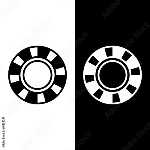 black and white casino chip icon