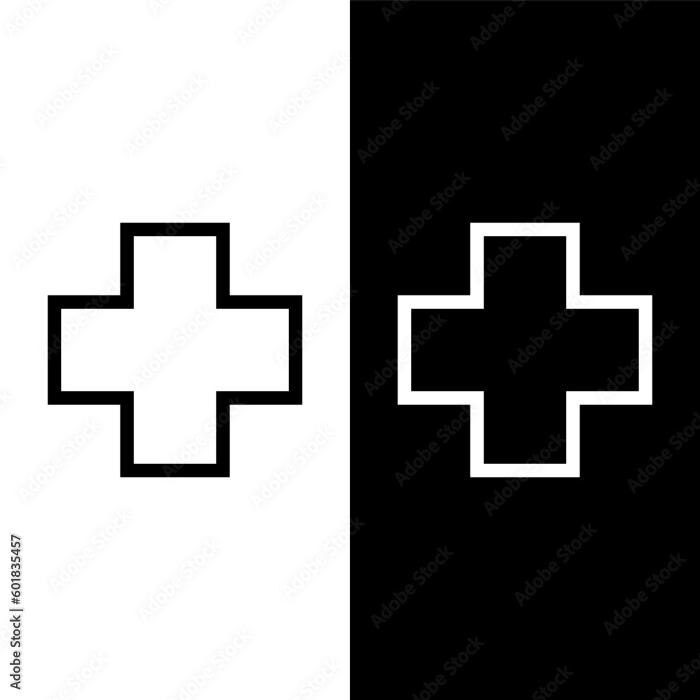 Obraz premium black and white medical cross icon
