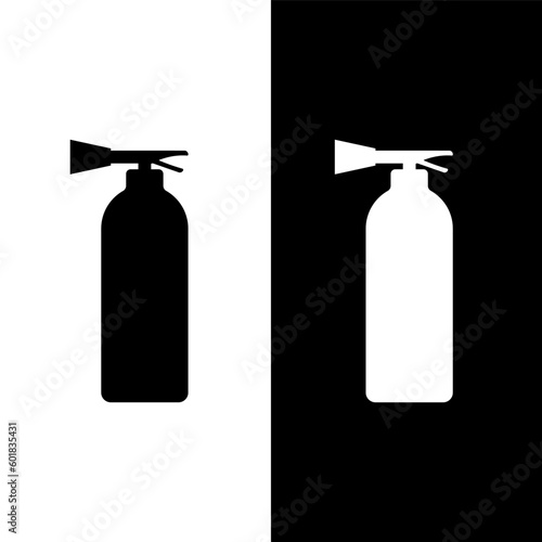 black and white fire extinguiser icon