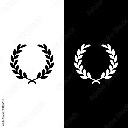 black and white laurel wreath icon
