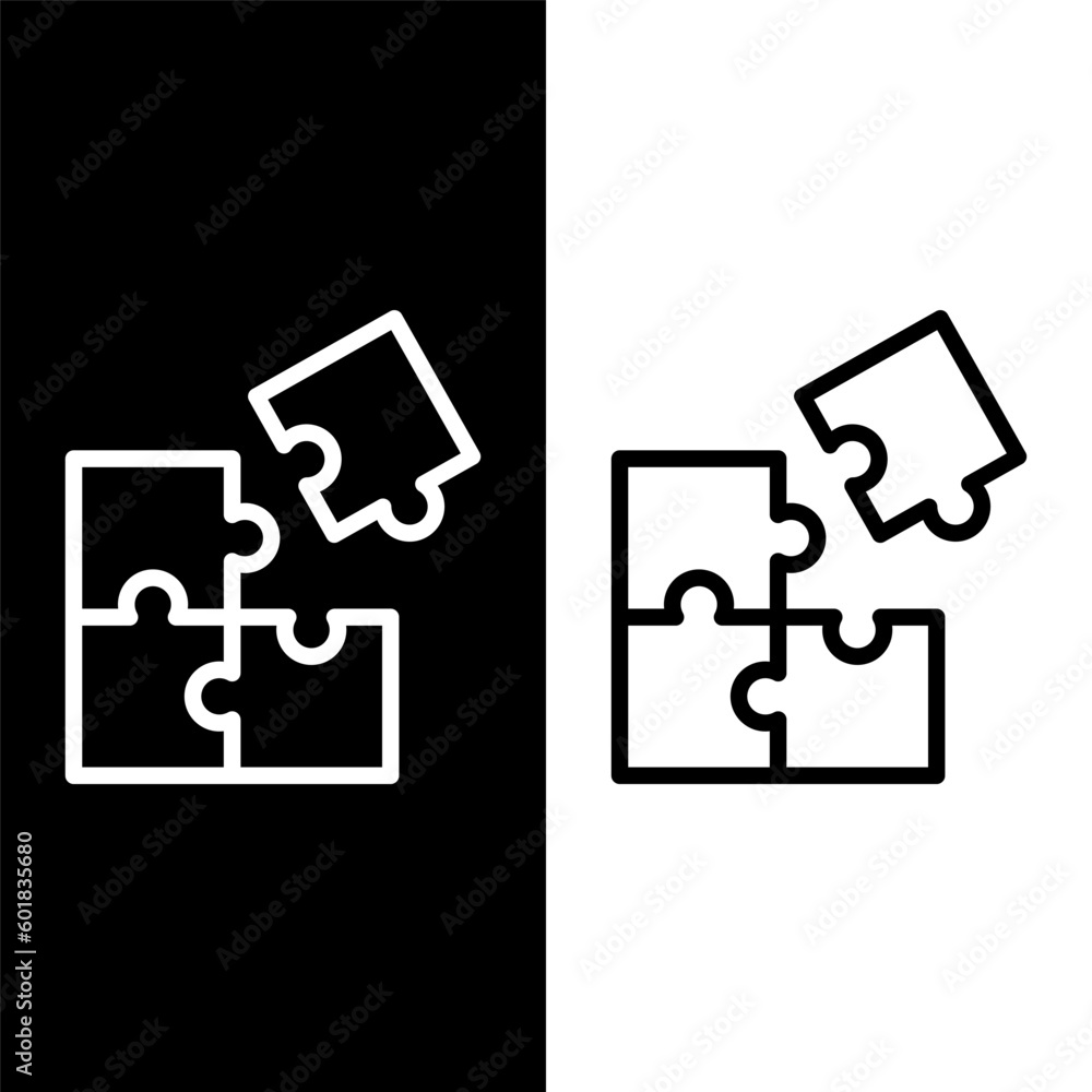 black and white puzzle icon
