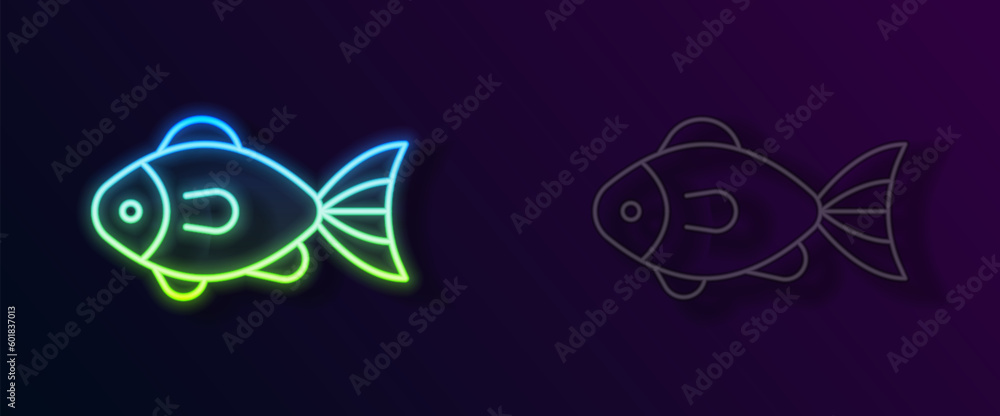Glowing neon line Fish icon isolated on black background. Vector Glowing neon line Fish icon isolated on black background. Vector
