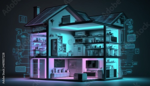 Modern smart home systems of smart building.Generative AI.