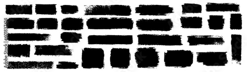 Tablou canvas Grunge black design elements paint roller, brush strokes - stock vector