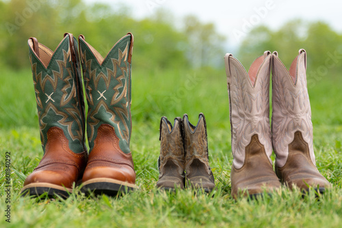 a family of cowboy boots