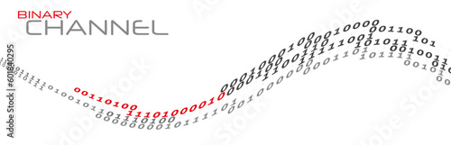 Binary channel by ones and zeros. Digital data flow