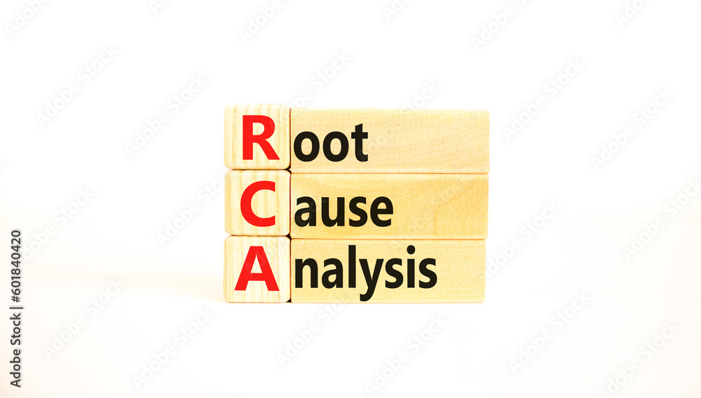 RCA root cause analysis symbol. Concept words RCA root cause analysis on wooden block. Beautiful white table white background. Business and RCA root cause analysis concept. Copy space. RCA root cause analysis symbol. Concept words RCA root cause analysis on wooden block. Beautiful white table white background. Business and RCA root cause analysis concept. Copy space.