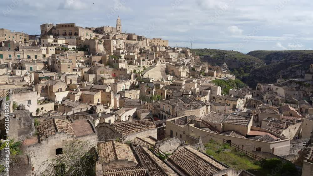 Matera, Italy. Amazing view of the Sassi of Matera. Landscape of the historical part of the town. An Unesco World Heritage Site. Touristic destination Matera, Italy. Amazing view of the Sassi of Matera. Landscape of the historical part of the town. An Unesco World Heritage Site. Touristic destination