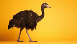 Ostrich on a yellow background