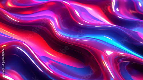 Abstract background texture of Oil or Petrol liquid flow, liquid metal close-up. Liquid waves and stains. Oil marble trendy dynamic art with glowing effect. bright color fluid art 3d render. © panida