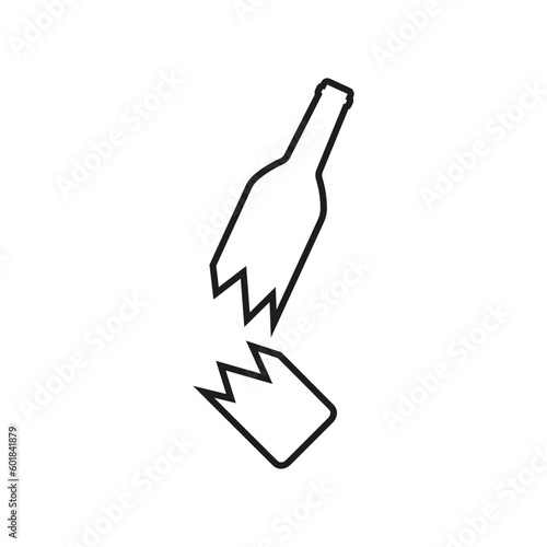 Broken glass bottle icon. Vector. Line style.