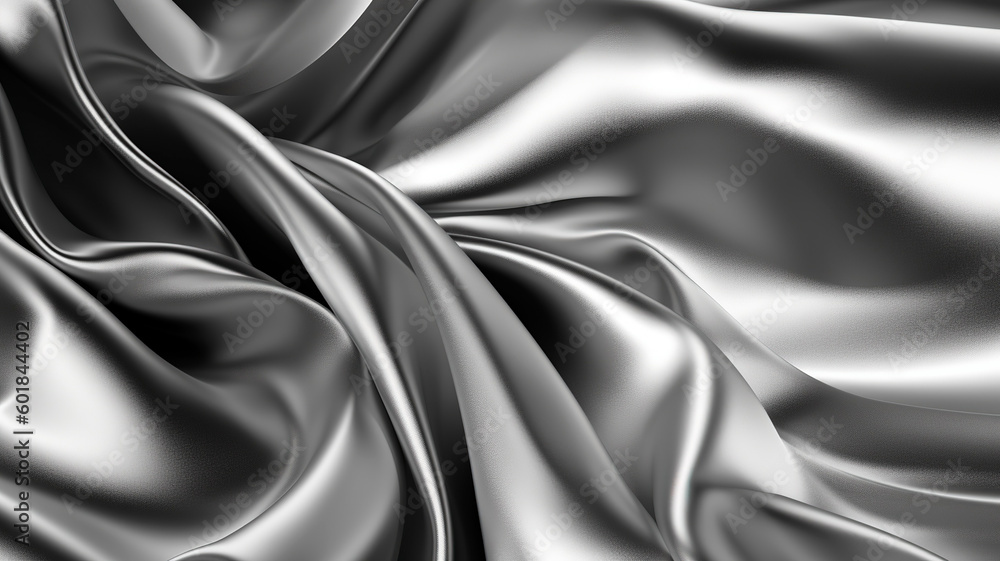 Soft, wavy folds on a shiny black and white silk satin fabric, background wallpaper. Soft, wavy folds on a shiny black and white silk satin fabric, background wallpaper.
