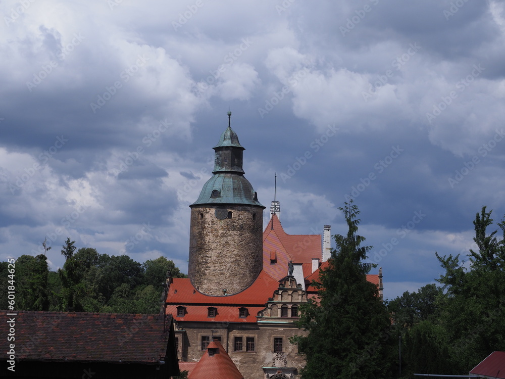 scenic view of majestic medieval castle architecture, A castle with its dome and clouds
