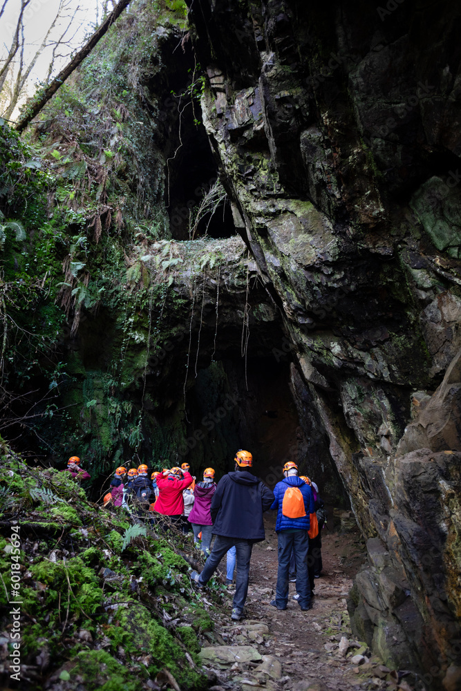 A group of tourists visits the Consuelo mine in A Pontenova, Lugo. Old iron mine, the second largest in Galicia.