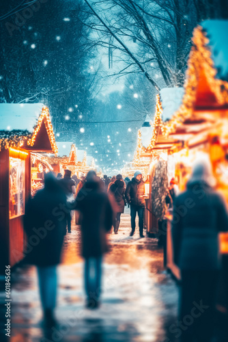 Shopping at Christmas markets. Christmas atmosphere photo