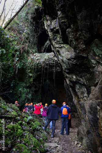 A group of tourists visits the Consuelo mine in A Pontenova  Lugo. Old iron mine  the second largest in Galicia.