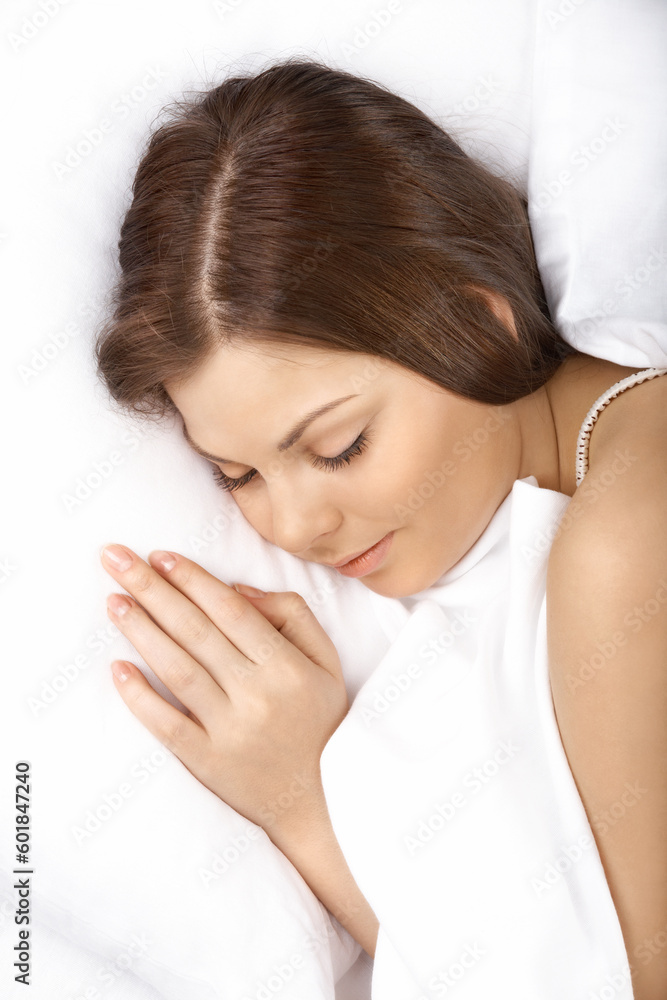 Portrait of the sleeping woman in bed Portrait of the sleeping woman in bed