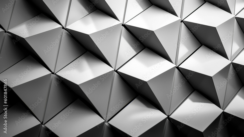 Fototapeta premium Matte gradient from black to white abstract geometric pattern composed of squares, triangles, and lines background wallpaper