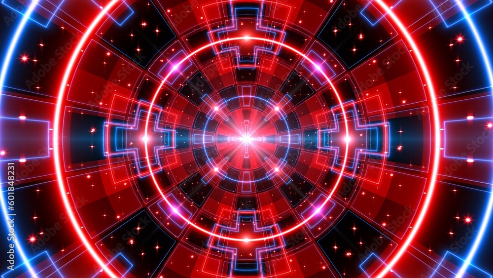 Obraz premium Glittering Red and Blue Space tunnel background