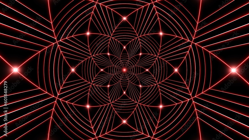 glowing red glowing lattice flower line art background