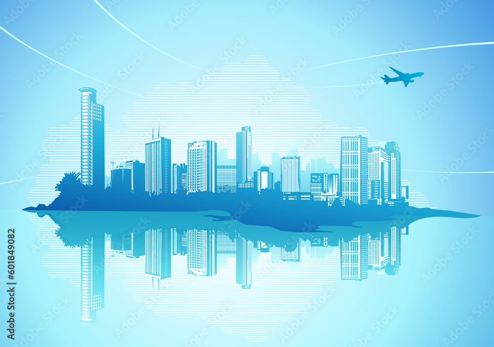 Fototapeta premium Big City - Grunge styled urban background. Vector illustration.