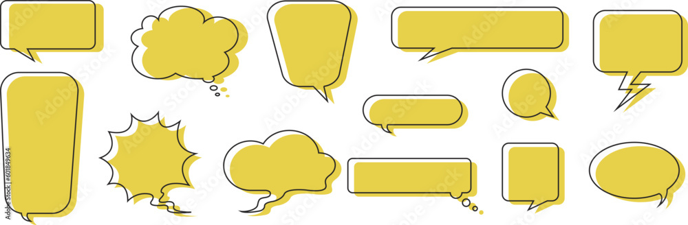 Speech Bubble set. Talk bubble. Cloud speech bubbles collection.Vector speech clouds chat bubble icon. Vector illustration Speech Bubble set. Talk bubble. Cloud speech bubbles collection.Vector speech clouds chat bubble icon. Vector illustration