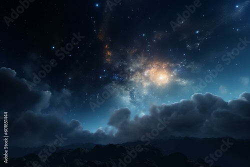 Abstract night sky banner with nebula and stars, perfect for planetariums. Generative AI