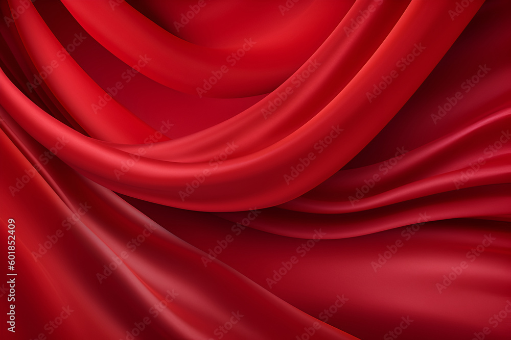 Obraz premium 3D rendering. Red luxury silk cloth floating flying in the air. With copy text space. Mock up template for product presentation