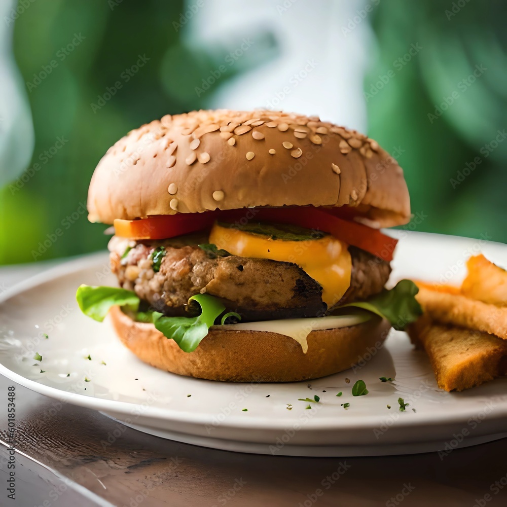 veggie burger made with a flavorful veggie burger made with a flavorful