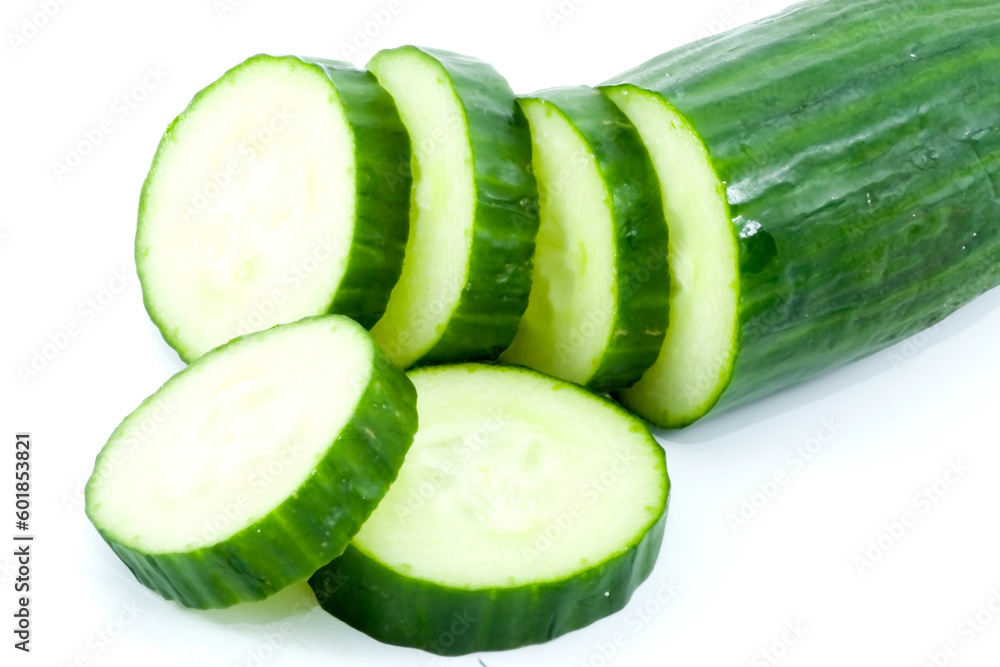 sliced cucumber - healthy eating - vegetables - close up sliced cucumber - healthy eating - vegetables - close up