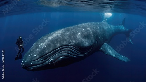 Scuba with Blue Whale