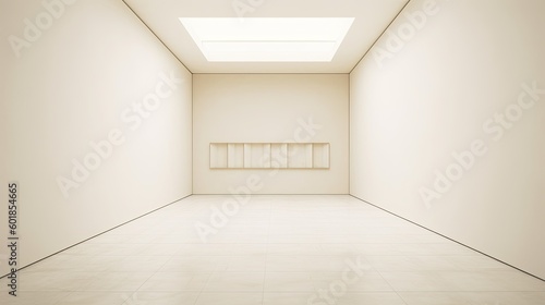 Empty white modern room that is perfect place for a gallery  where visitors would be welcome. Generative AI Technology  