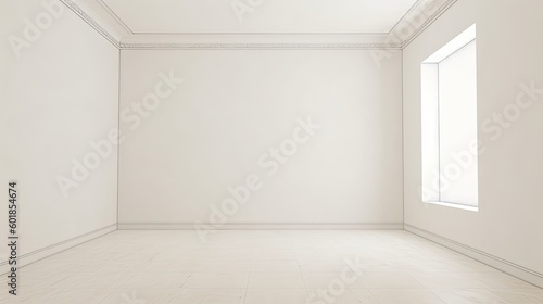 Empty white modern room that is perfect place for a gallery, where visitors would be welcome. Generative AI Technology 