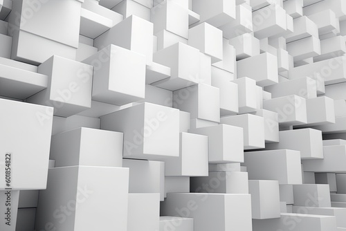 minimalist art exhibition with a wall of white cubes Generative AI © AkuAku