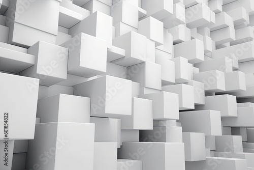 minimalist art exhibition with a wall of white cubes Generative AI