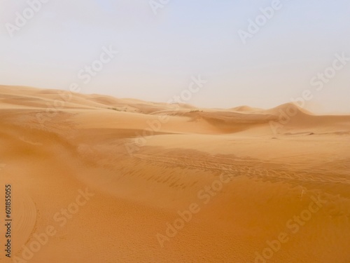 sand dunes in the desert during a desert storm, Oman 