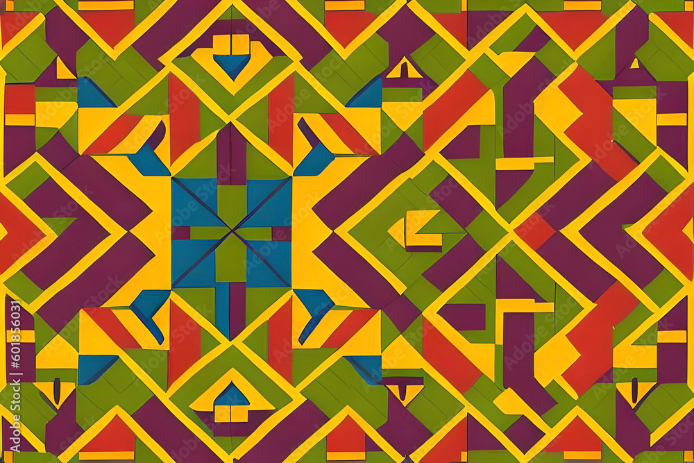 Kente cloth pattern, a pattern based on the vibrant and intricate designs found in Kente cloth Kente cloth pattern, a pattern based on the vibrant and intricate designs found in Kente cloth