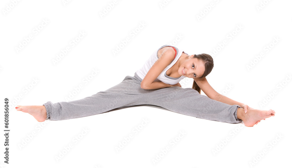 pretty active girl over white background pretty active girl over white background