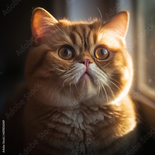 Dreamy Gaze  Exotic Shorthair Cat in Soft Morning Light