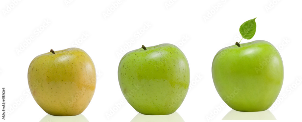 Fresh new and old apple on white background - nice advertising concept
