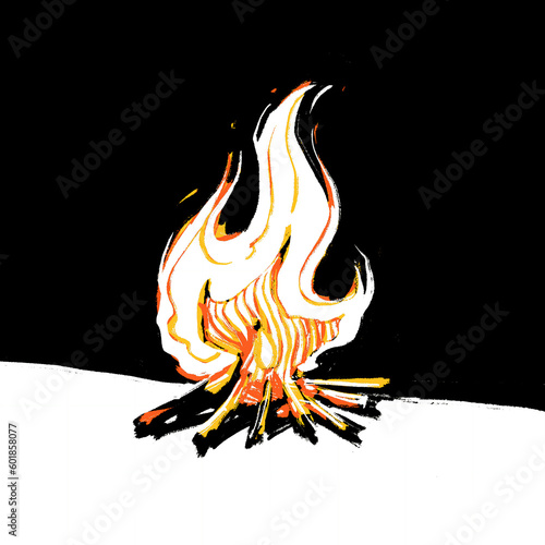 Campfire Illustration  (ID: 601858077)