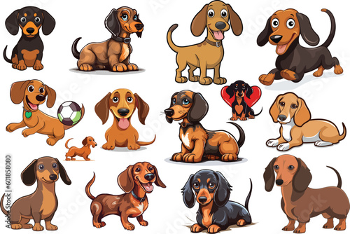 Cute Dachshund Dog breed sticker pack