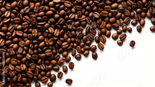 Coffee beans. Isolated on white background. Front view. Generative AI