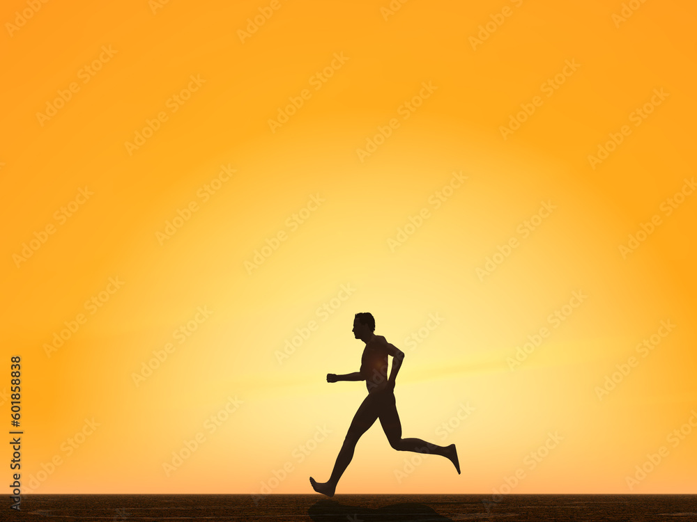 runner in the sunset - 3d illustration