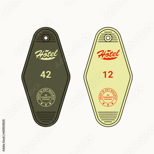 Circle Retro Hotel Room Keychain Vector