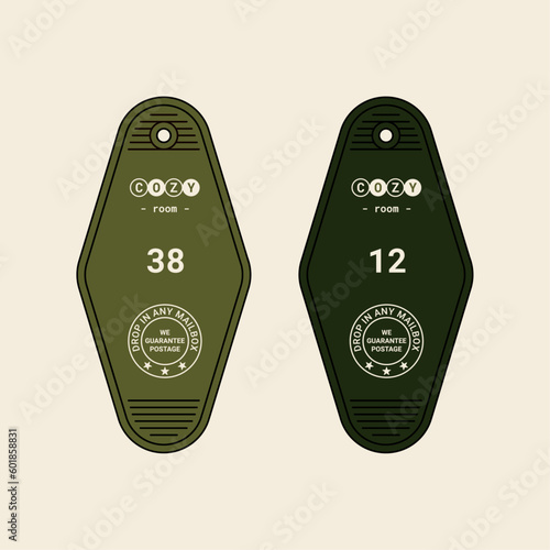 Green Cozy Hotel Room Keychain Vector