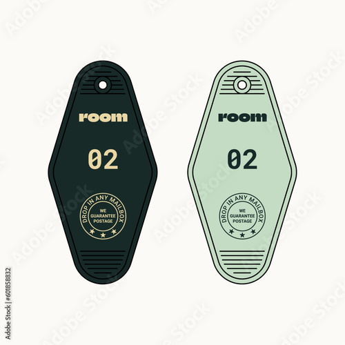Logo Text Hotel Rooms Keychain Vector
