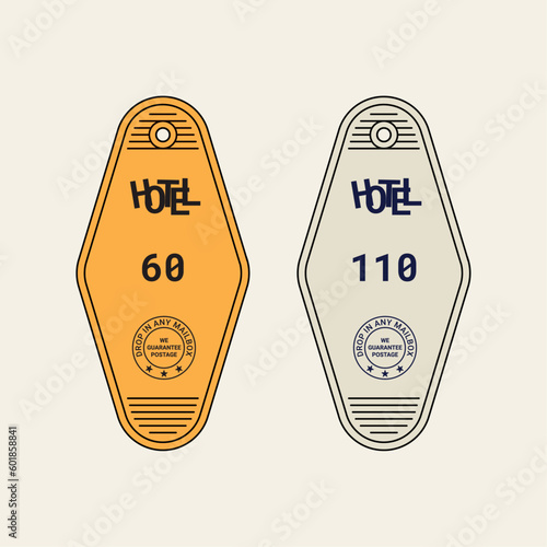 Retro Hotel Logo Keychain Vector